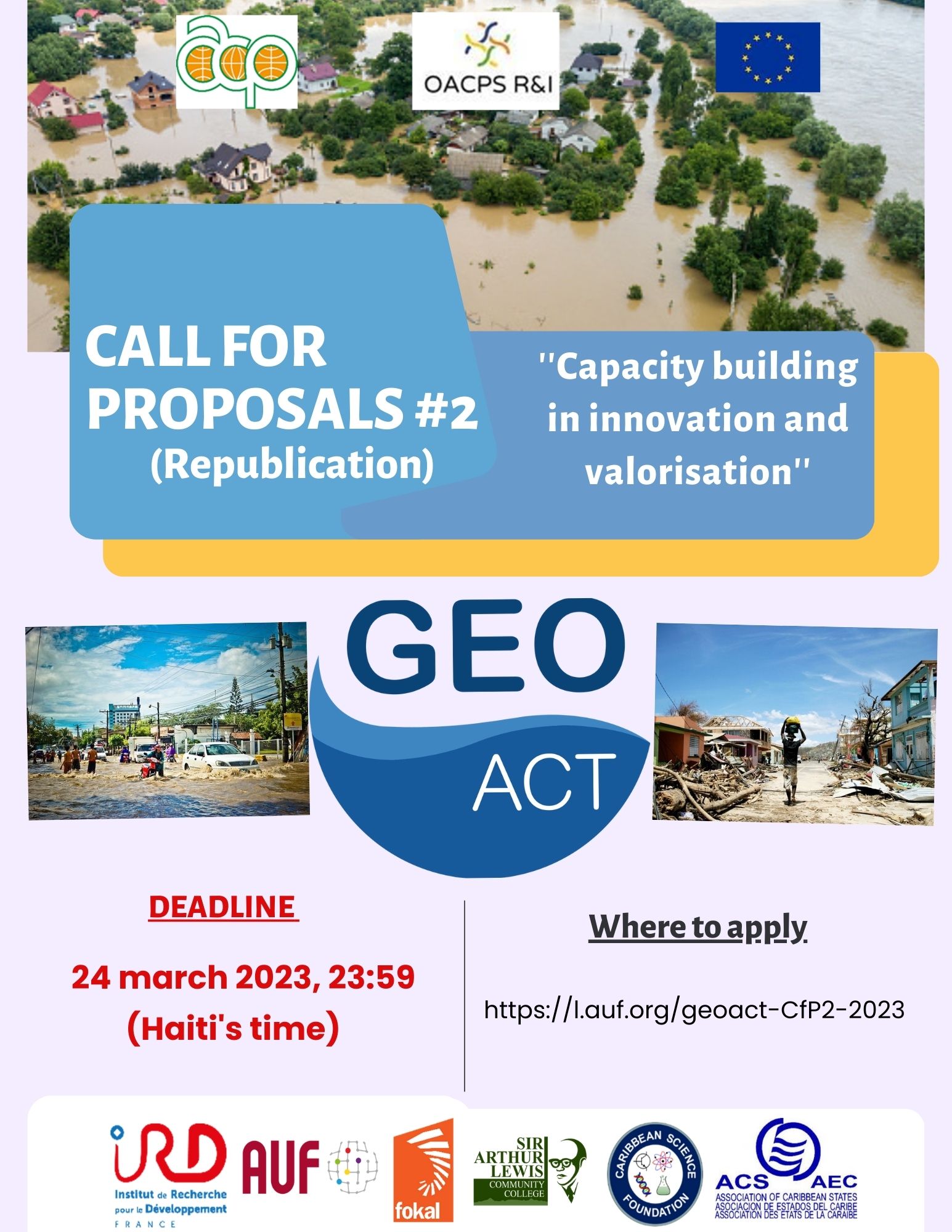 GEOACT republie son appel à propositions #2. Date limite  24 mars 2023 !
